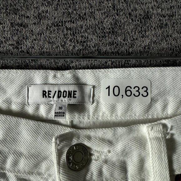 Re/Done Women's Size 30 White High Waist 70's Stovepipe Straight Leg Crop Jeans - Picture 6 of 11